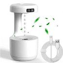 Difusor de Ar Ultrassônico - Anti Gravidade Gotas D'água - Com Relógio Digital Led