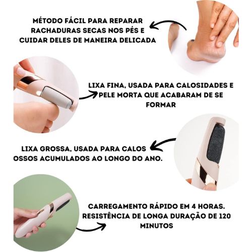 Lixa de Pé Elétrica Recarregável À Prova Dágua Bivolt