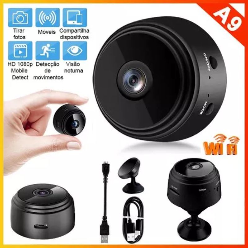 Mini Câmera Espiã A9 Com Wi-fi & Full Hd - Com Suporte de Parede