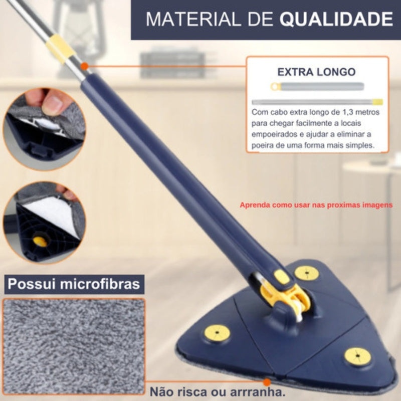 Esfregão Mop - Rodo Triangular Giratório 360º