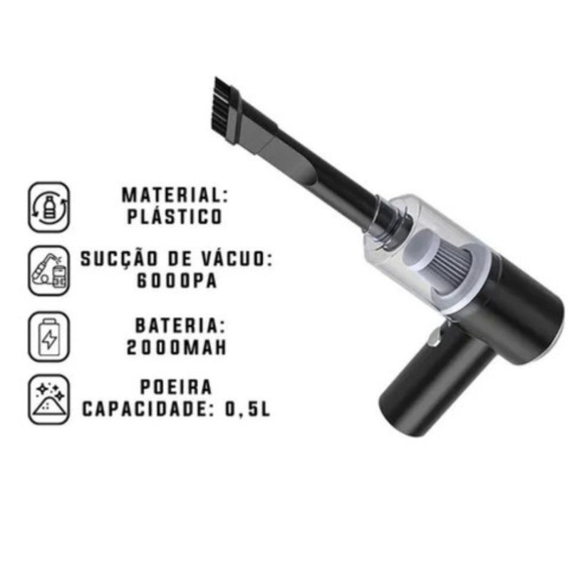 Mini Aspirador Automotivo Portátil - Recarregável Premium Bivolt