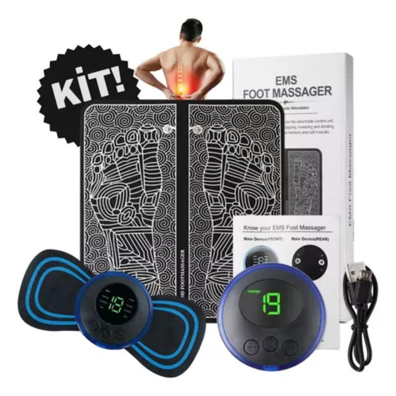 Kit Tapete & Mini Massageador Elétrico - Dor nos Pés e Musculares