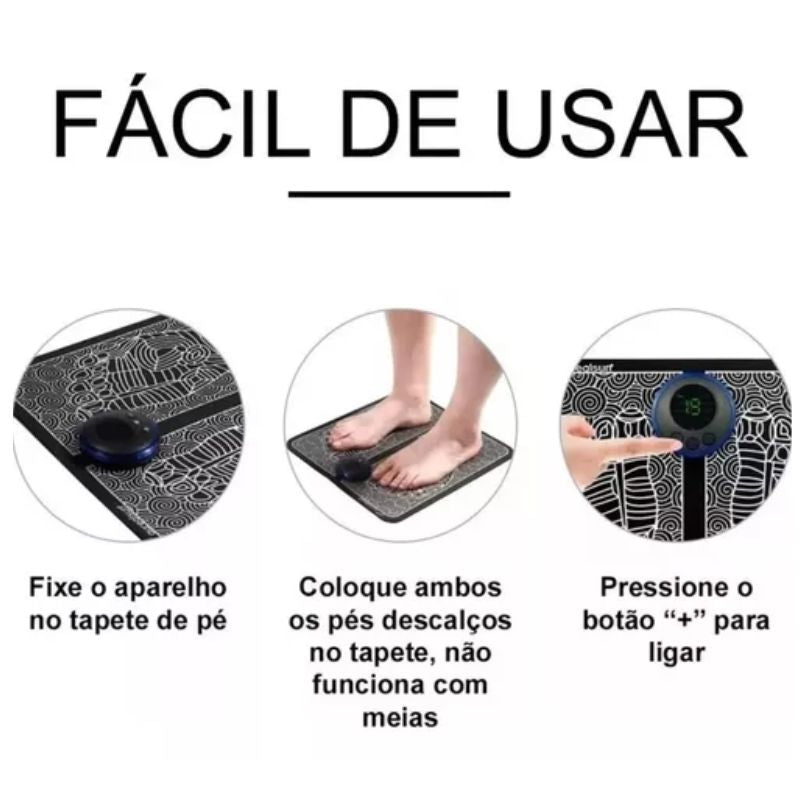 Kit Tapete & Mini Massageador Elétrico - Dor nos Pés e Musculares
