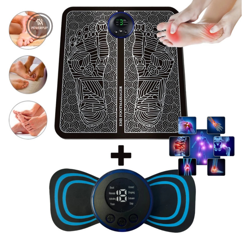 Kit Tapete & Mini Massageador Elétrico - Dor nos Pés e Musculares